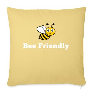 Bee Friendly pollinator design printed on a throw pillow