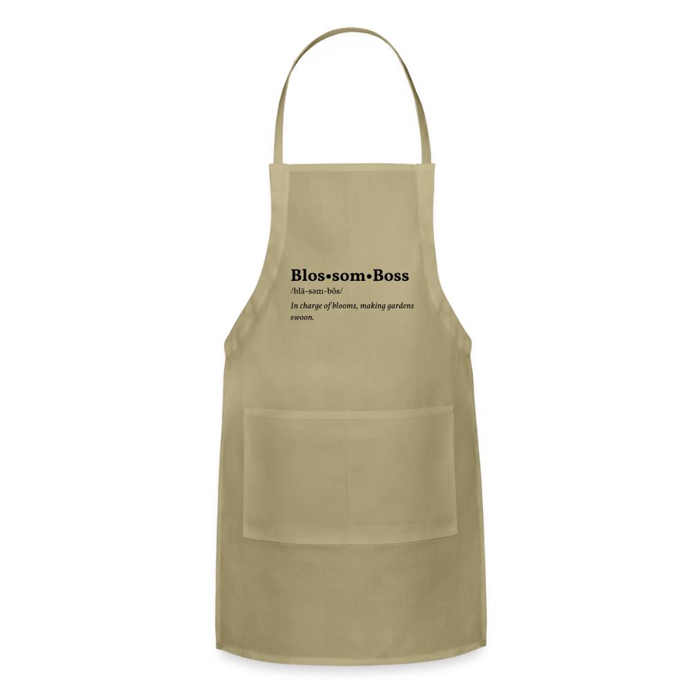 Blossom Boss design printed on a gardening apron