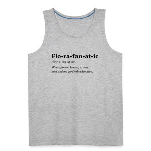 Florafanatic design printed on a gardening tank top