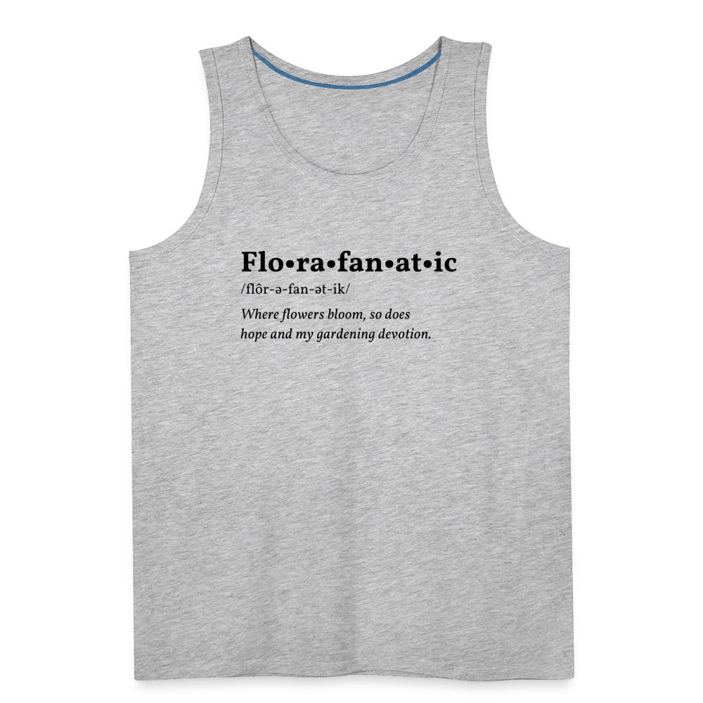 Florafanatic design printed on a gardening tank top