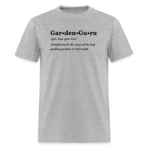 Garden Guru design printed on a gardening t-shirt