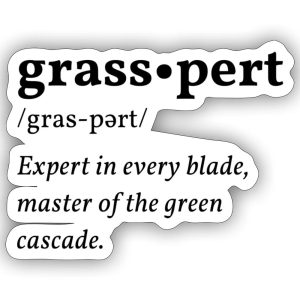 Grasspert design printed on a laptop sticker