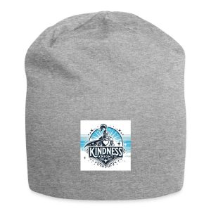 Mission Crest badge design printed on a knit beanie