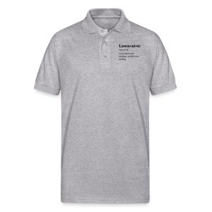 Lawnatic design printed on a unisex jersey polo shirt