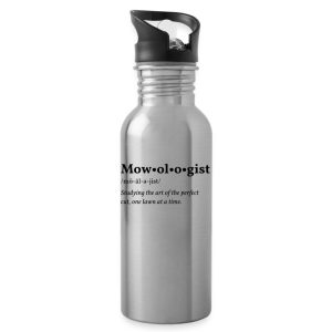 Mowologist design printed on a 20 oz water bottle