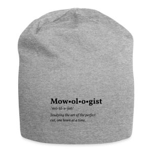 Mowologist design printed on a jersey beanie