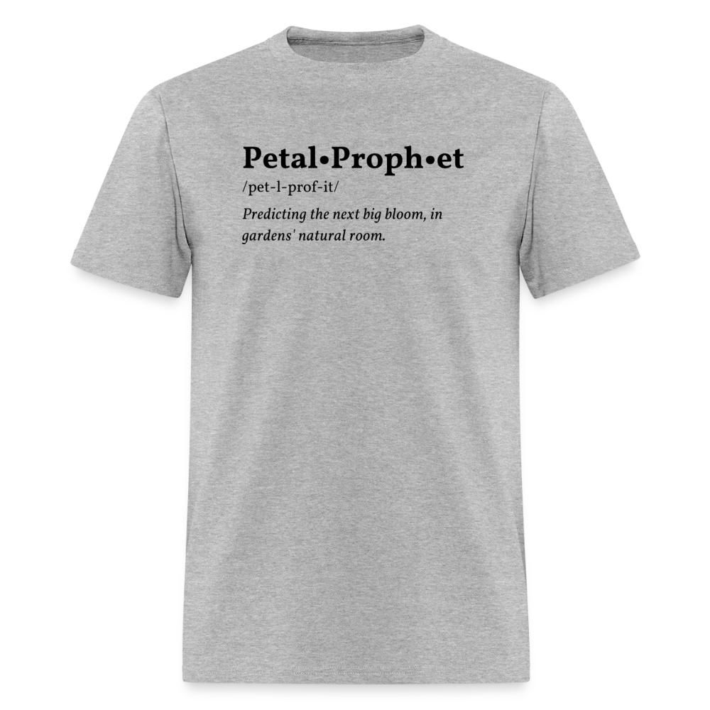 Petal Prophet design printed on a men's gardening t-shirt